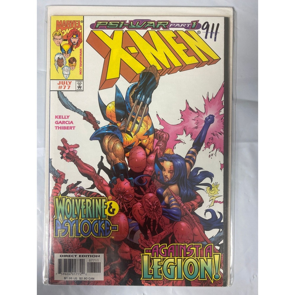 Marvel X-Men #77 July 1998 Psi-War Part 1 Wolverine Psylocke Against a Legion!